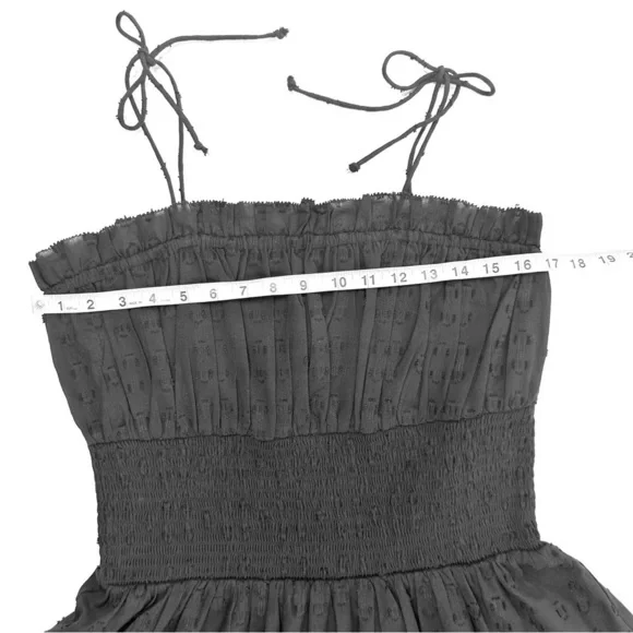 Anthropologie Cleobella tie shoulder adjustable black mini sundress short large - Picture 10 of 13